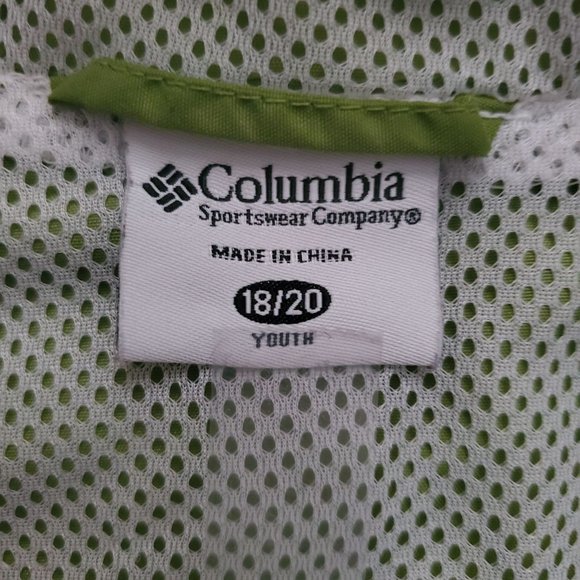 Columbia Girls Youth Full Zip Windbreaker Raincoat Jacket Green/White Size 18/20 - Picture 14 of 16